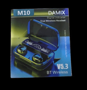 M10 Damix V5.3 Bluetooth Wireless Earbuds | LED Display, Touch Control & Long Battery Life