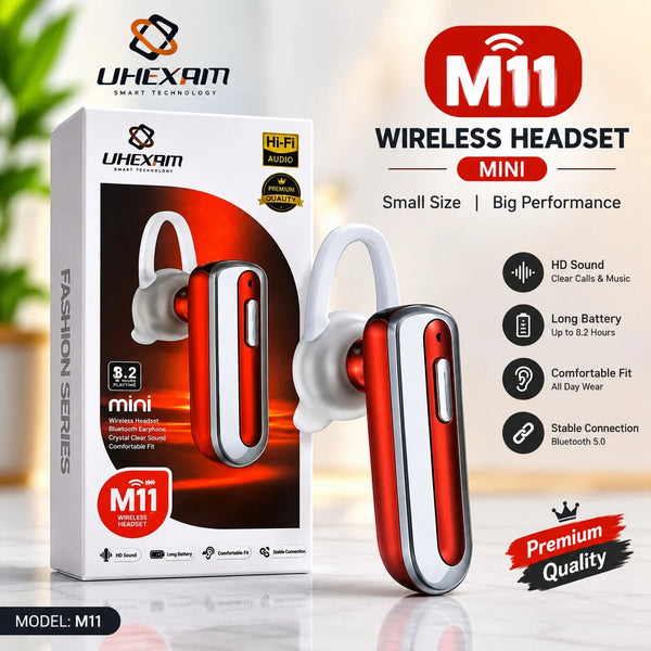 UHEXAM M11 Mini Wireless Bluetooth Headset – HD Sound