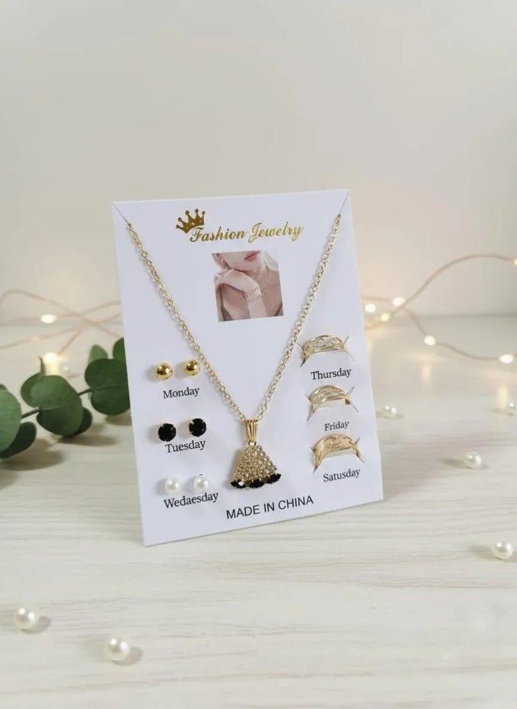 6 Piece Earrings Gift Box | Gold Plated Crystal Earrings Set