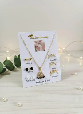 6 Piece Earrings Gift Box | Gold Plated Crystal Earrings Set