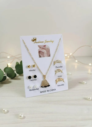 6 Piece Earrings Gift Box | Gold Plated Crystal Earrings Set