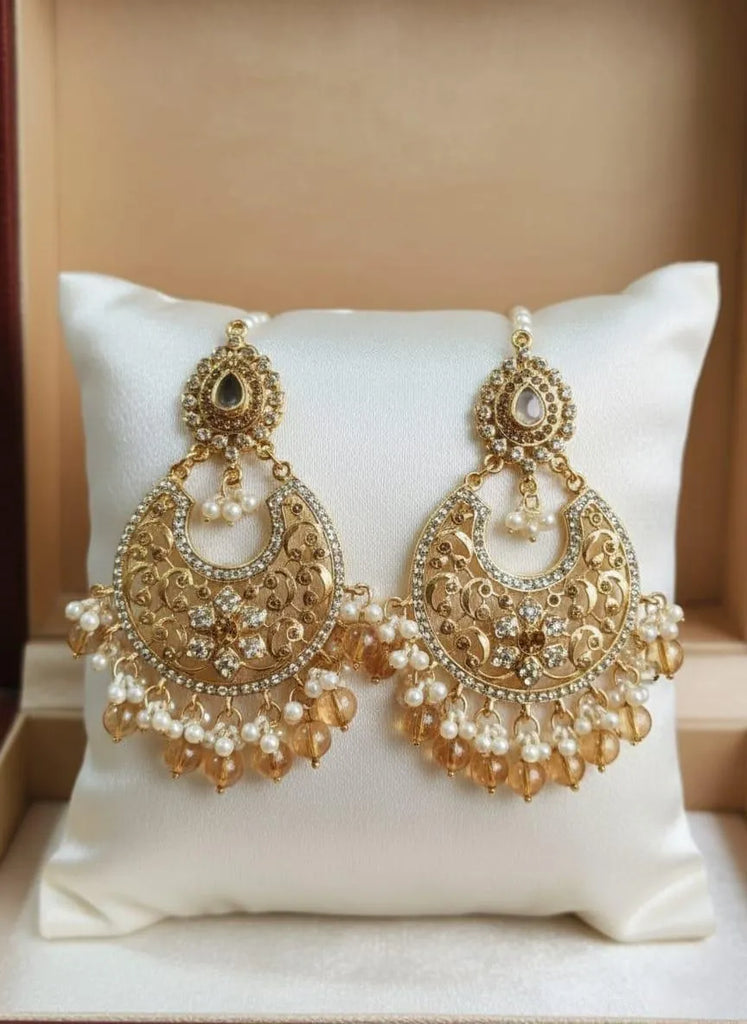 Gold Plated Crystal Earrings Set | Wedding & Party Jewelry