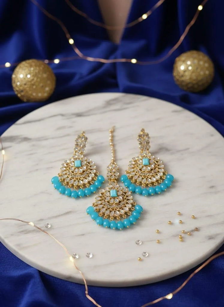 Turkish Gold Plated Crystal Earrings Set | Elegant Women Jewelry