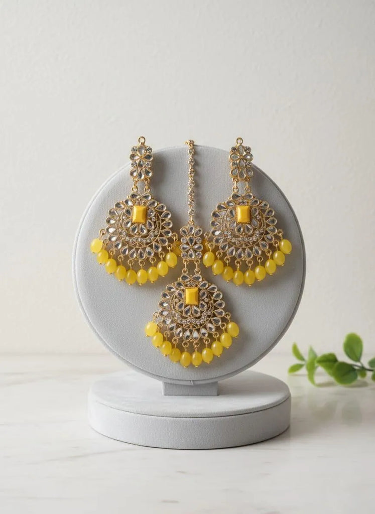 Turkish Gold Plated Crystal Earrings Set | Elegant Women Jewelry
