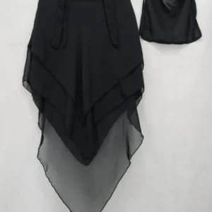 Elegant 3 Layer Khimar Hijab Set with Niqab – Black