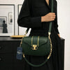 Croc Embossed Shoulder Bag Black | Faux Leather Chain Strap Handbag