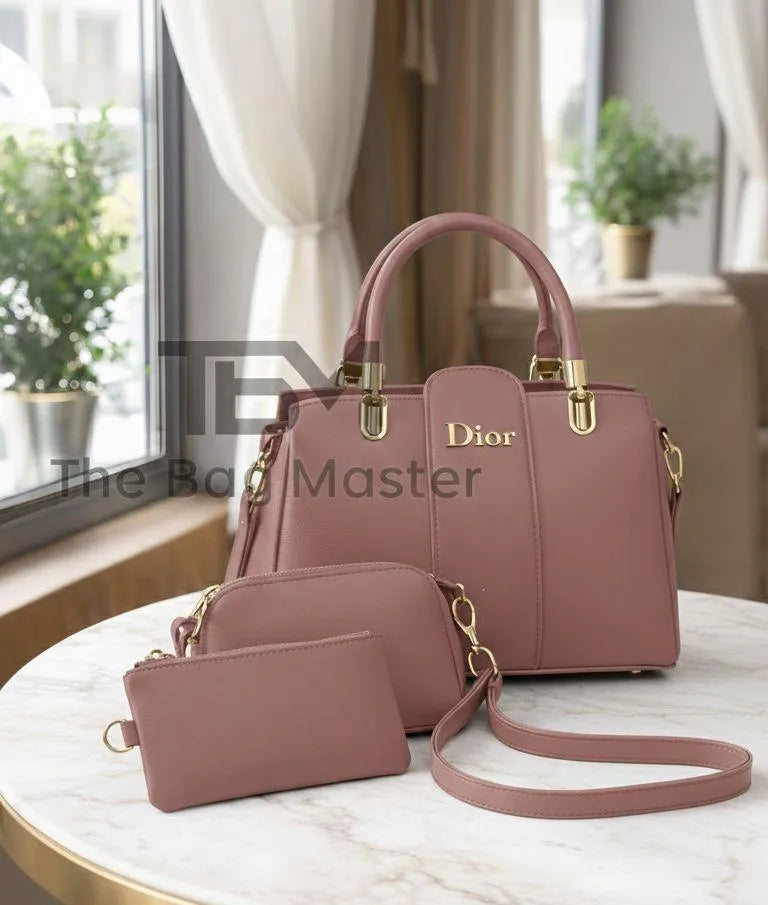 Women Leather Hand Bag Set | Stylish Plain 2 Piece Bag Set