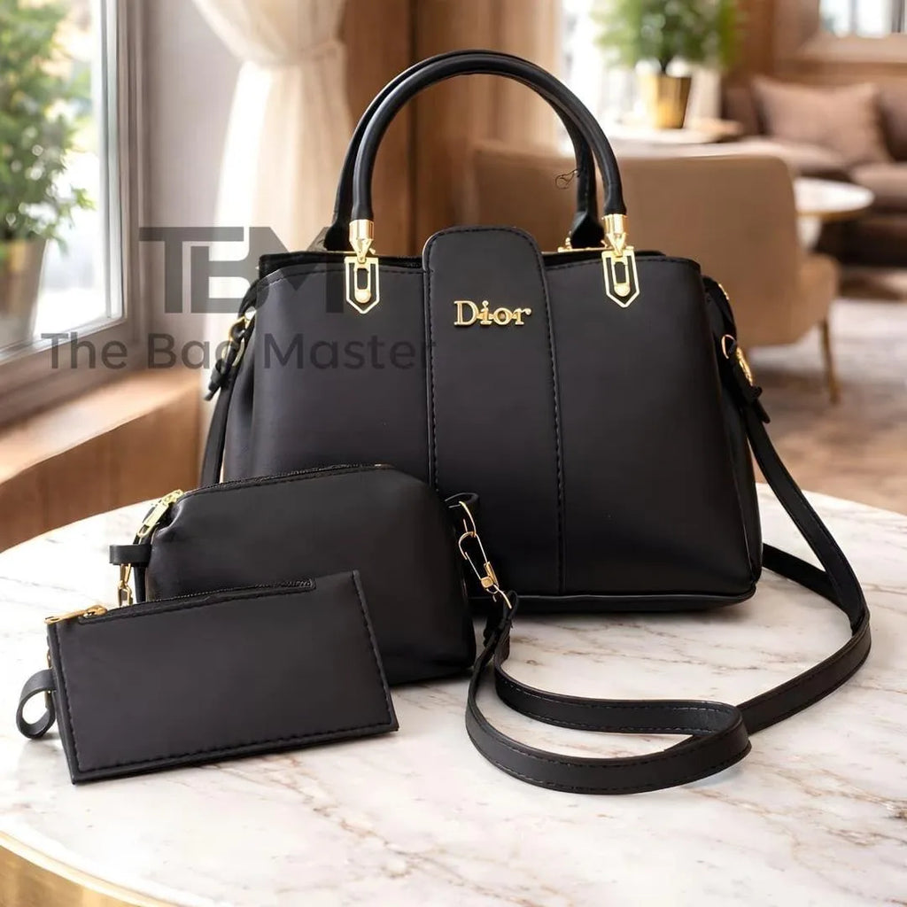 Women Leather Hand Bag Set | Stylish Plain 2 Piece Bag Set