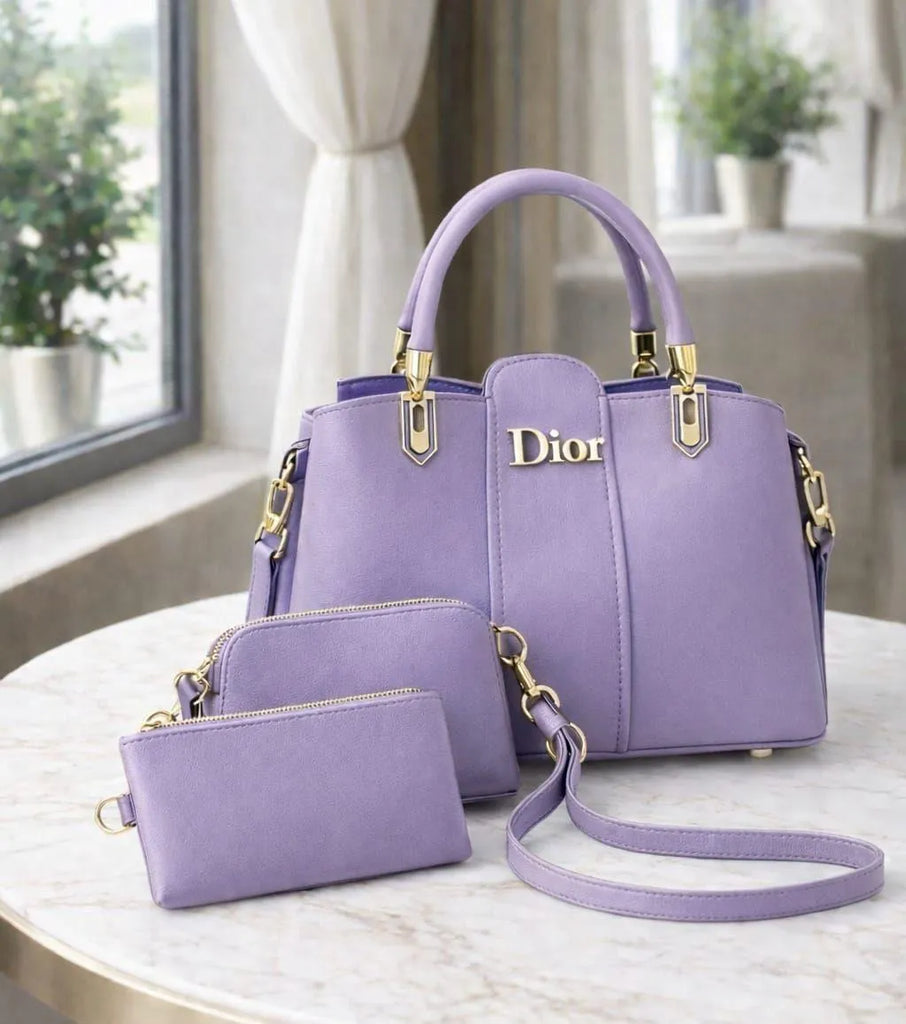 Women Leather Hand Bag Set | Stylish Plain 2 Piece Bag Set