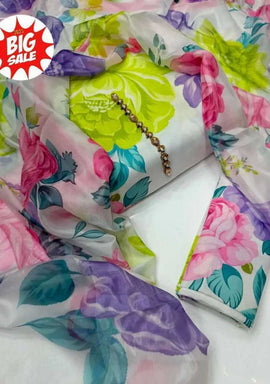 3 Piece Swiss Cambric Cotton Suit | Digital Print Silk Dupatta 112