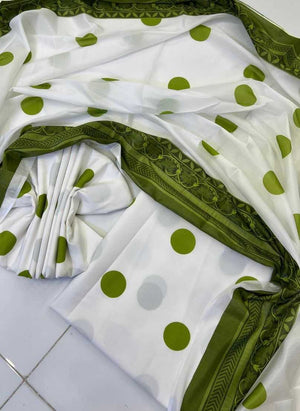 3 Piece Swiss Cambric Cotton Suit | Digital Print Silk Dupatta Unstitched