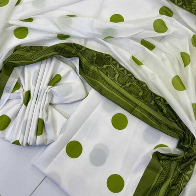 3 Piece Swiss Cambric Cotton Suit | Digital Print Silk Dupatta Unstitched