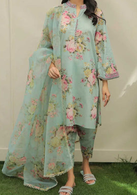 3 Piece Swiss Lawn Suit | Digital Print Organza Dupatta 01  ✨