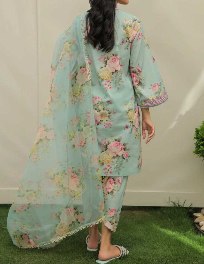 3 Piece Swiss Lawn Suit | Digital Print Organza Dupatta 01  ✨