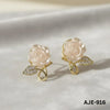 Korean Leaf Pearl Earrings | Silver Gold Post Back Earrings