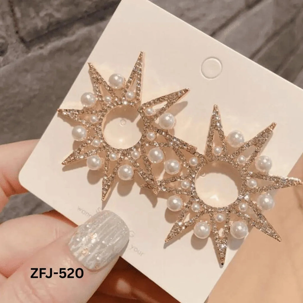 Hexa Star Zircon Earrings Pack of 2 | Golden & Silver