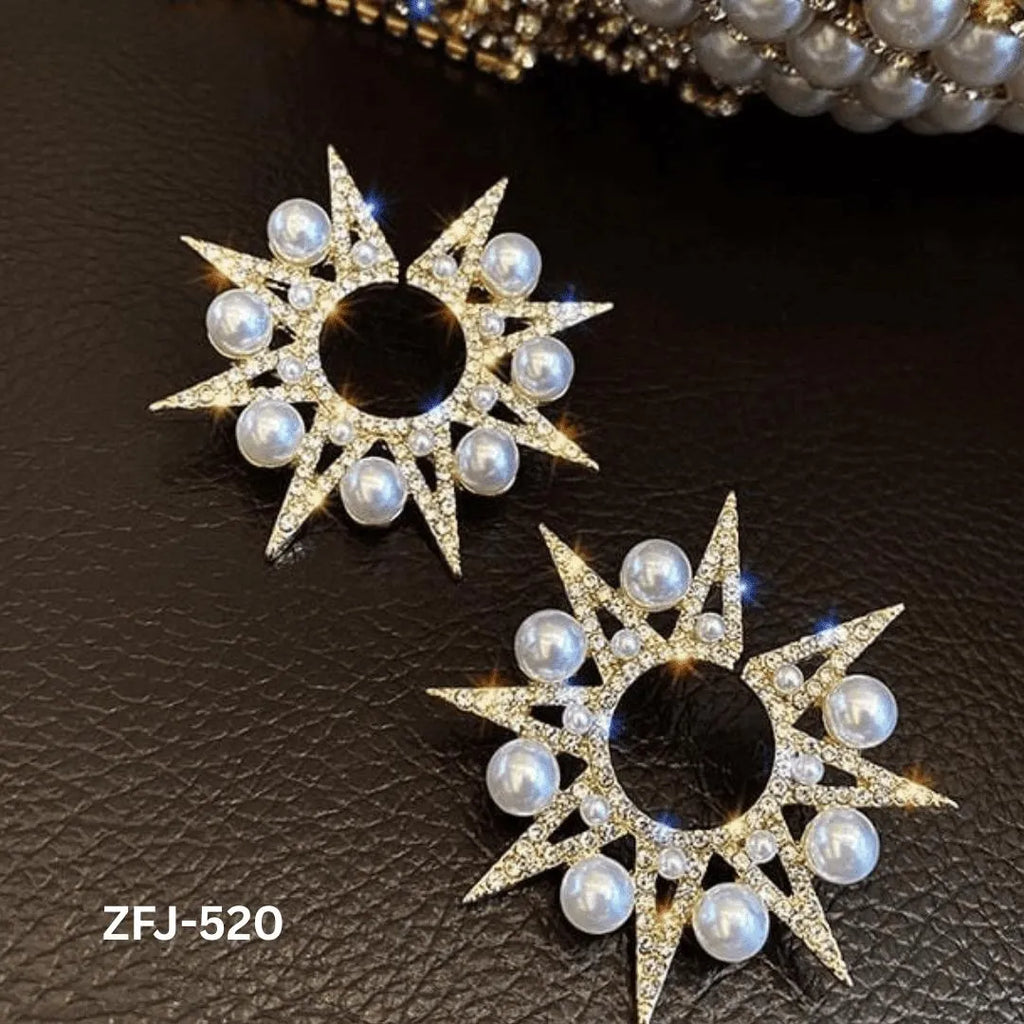 Hexa Star Zircon Earrings Pack of 2 | Golden & Silver