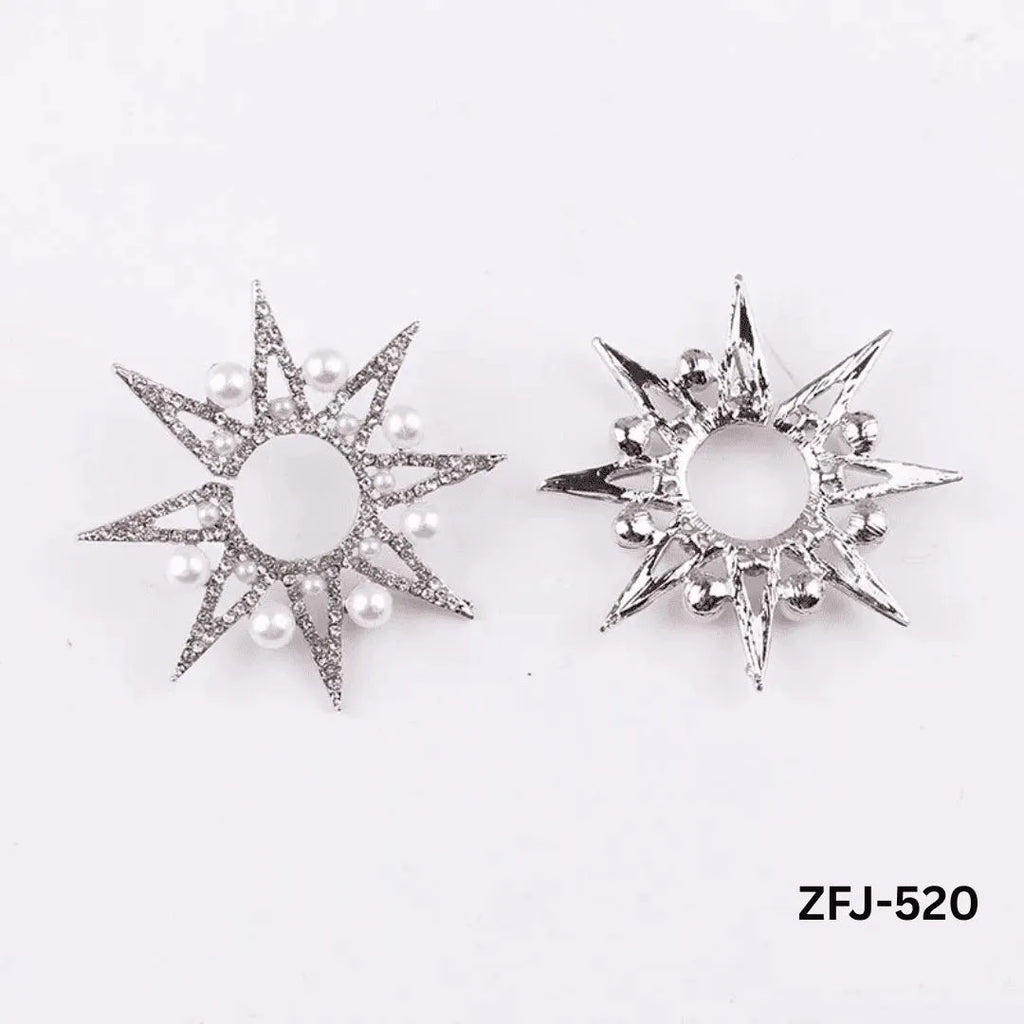 Hexa Star Zircon Earrings Pack of 2 | Golden & Silver