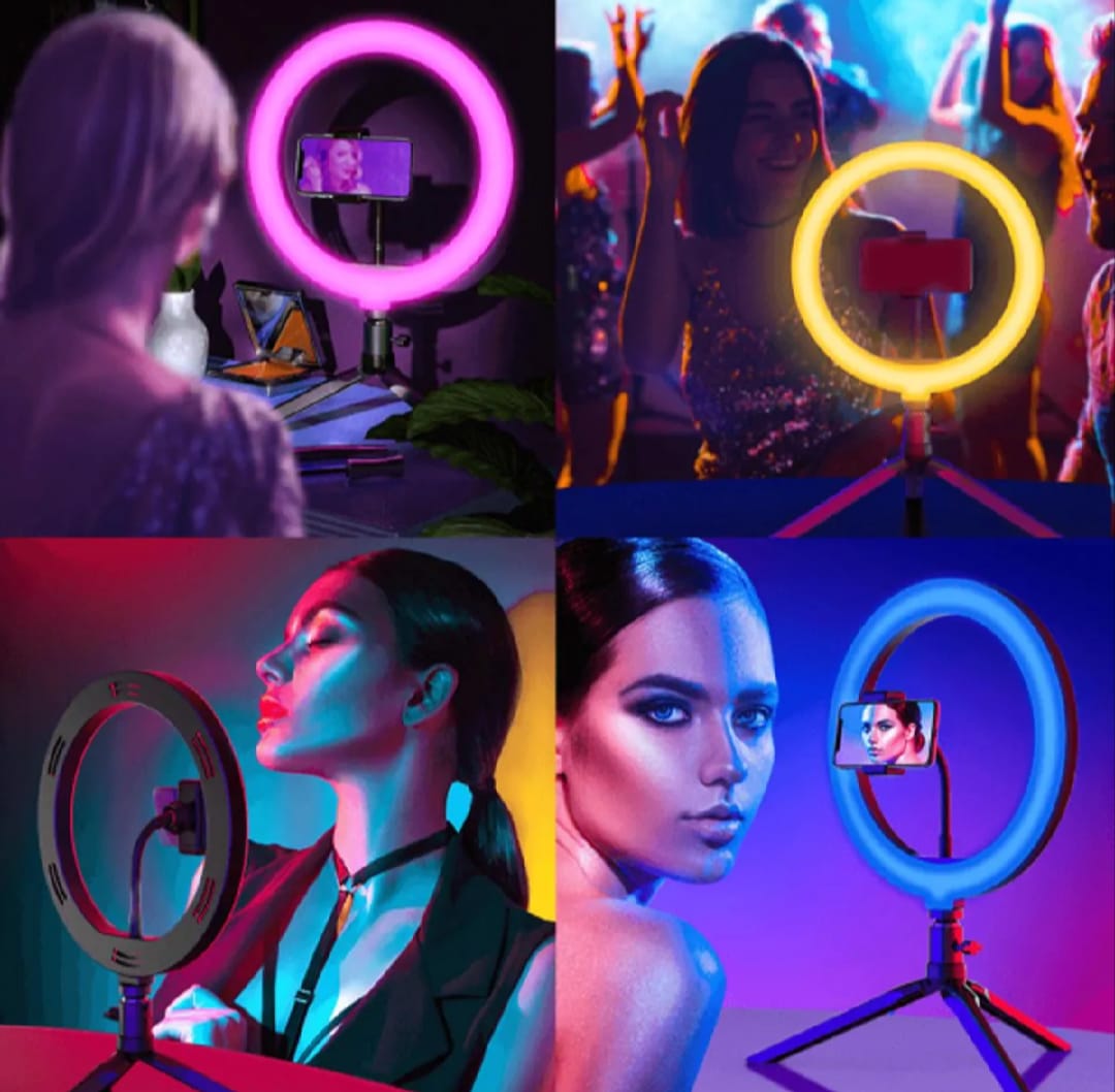RGB Ring Light 26CM MJ26 with 7ft Stand | Mobile Holder for Photography