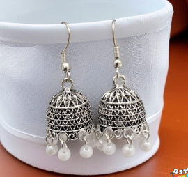 Silver Indian Jhumka Earrings | Ethnic & Casual Wear Jewelry