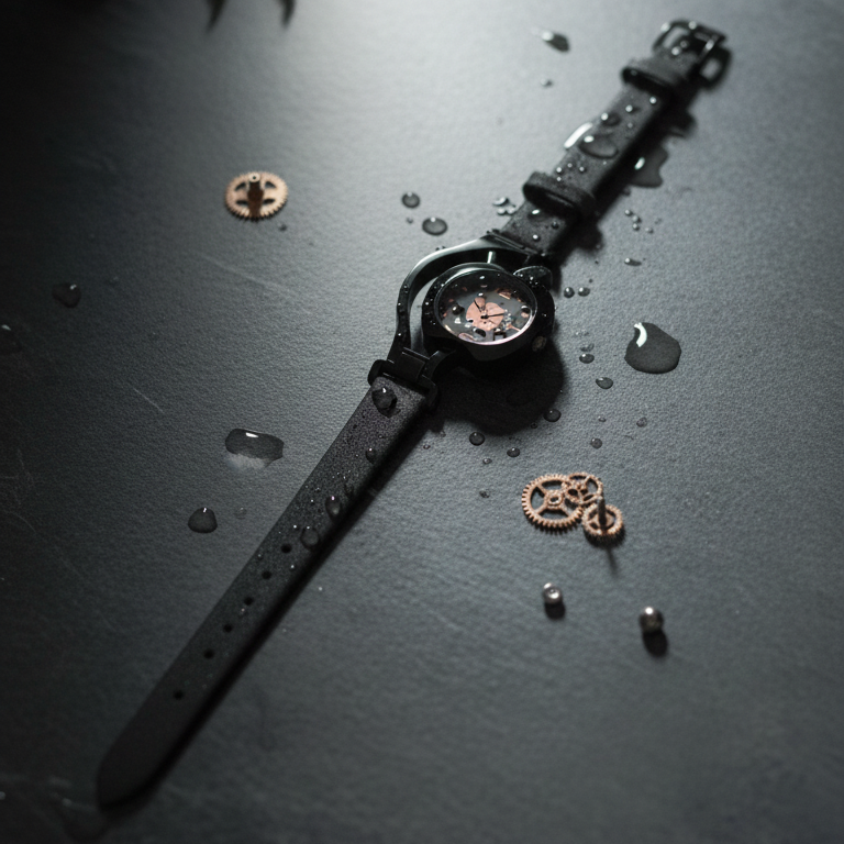 Apple Silhouette Analog Watch Black | Stylish Minimal Watch