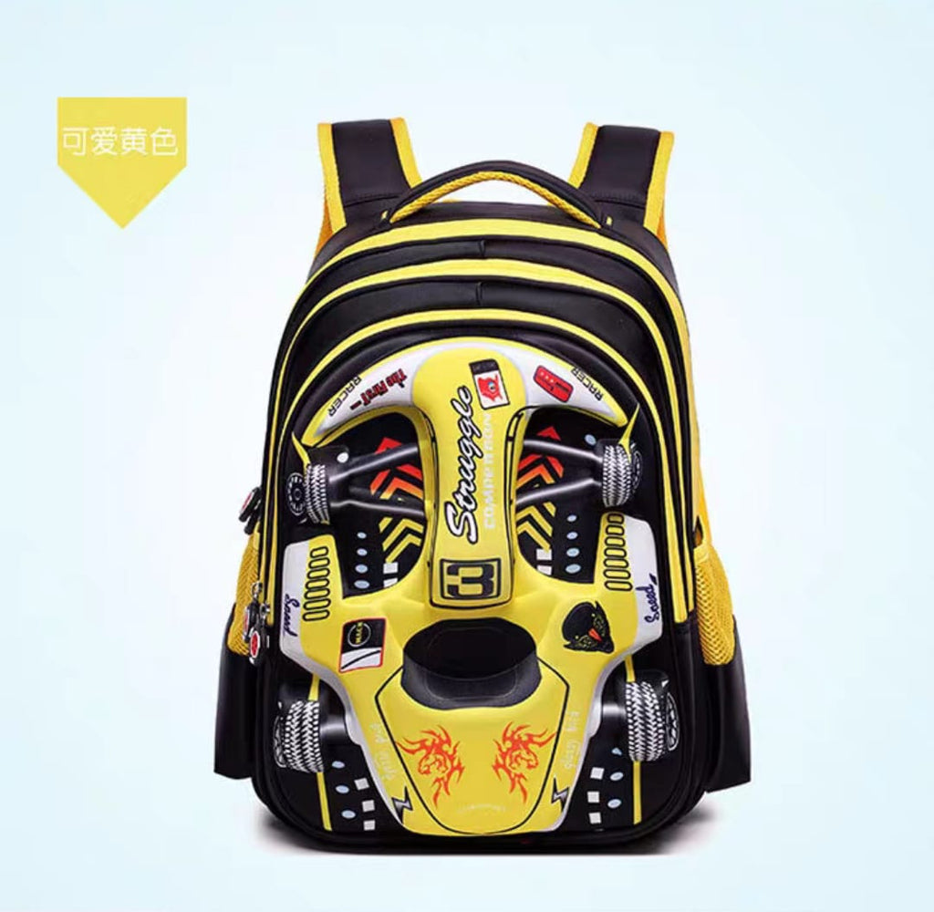 Car Design School Bag Blue | Kids Boys Primary Backpack