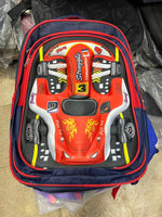 Car Design School Bag Blue | Kids Boys Primary Backpack