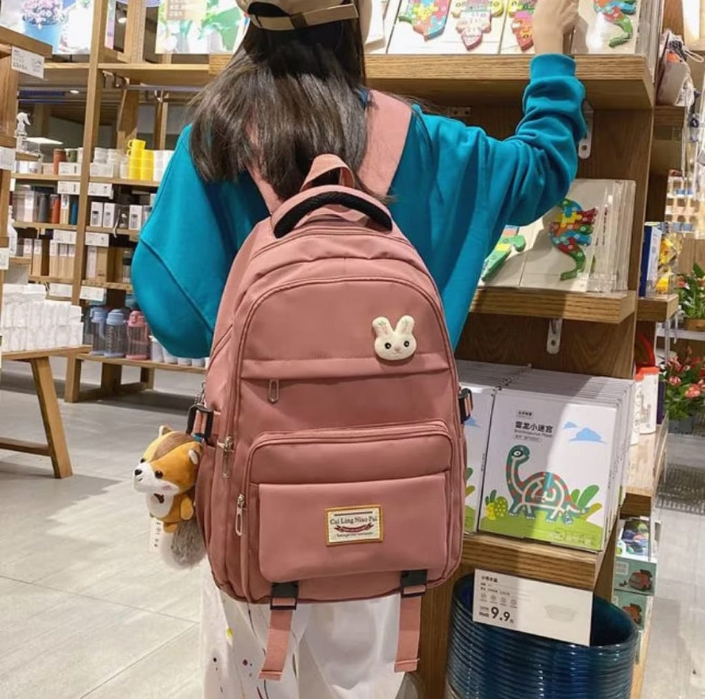 Korean Style Backpack Blue | Trendy Spacious School College Bag