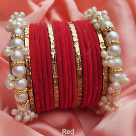 Silver Plated Pearl Kara Bangle | Elegant Women Bracelet