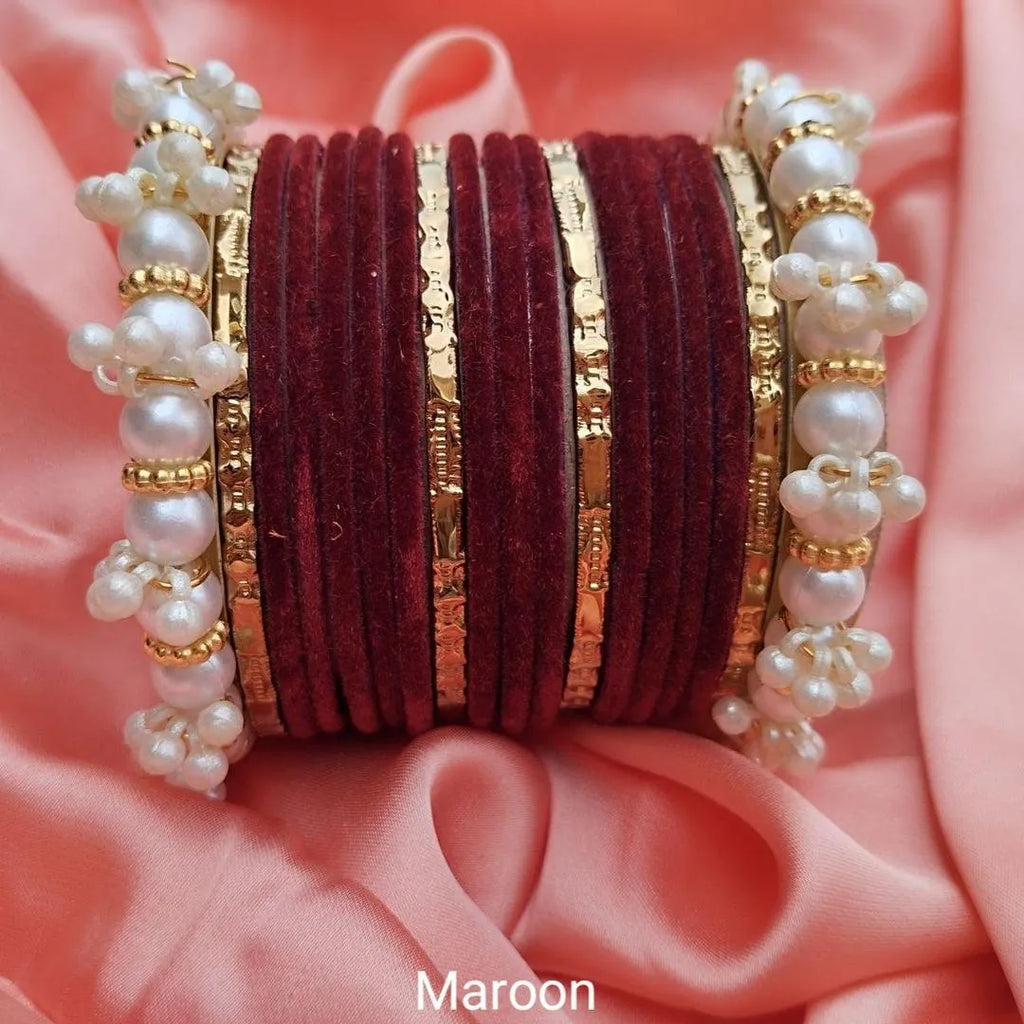 Silver Plated Pearl Kara Bangle | Elegant Women Bracelet