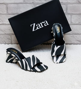 Zebra Print Block Heel Mules Size 36 | Stylish Chic Women Footwear