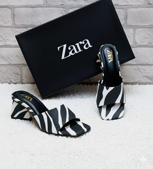Zebra Print Block Heel Mules Size 36 | Stylish Chic Women Footwear