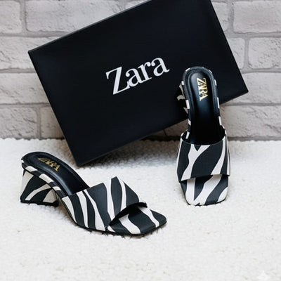 Zebra Print Block Heel Mules Size 36 | Stylish Chic Women Footwear