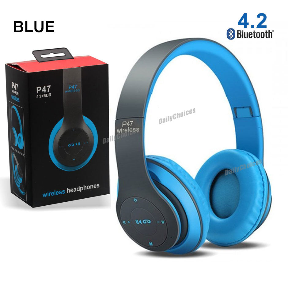 P47 Wireless Headphones | Bluetooth Foldable Headset | Stereo Sound | FM Radio & TF Card Support
