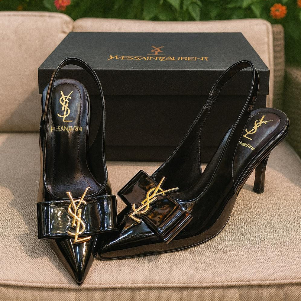 YSL Inspired Slingback Heels Black 36 | Elegant Comfortable Women Heels