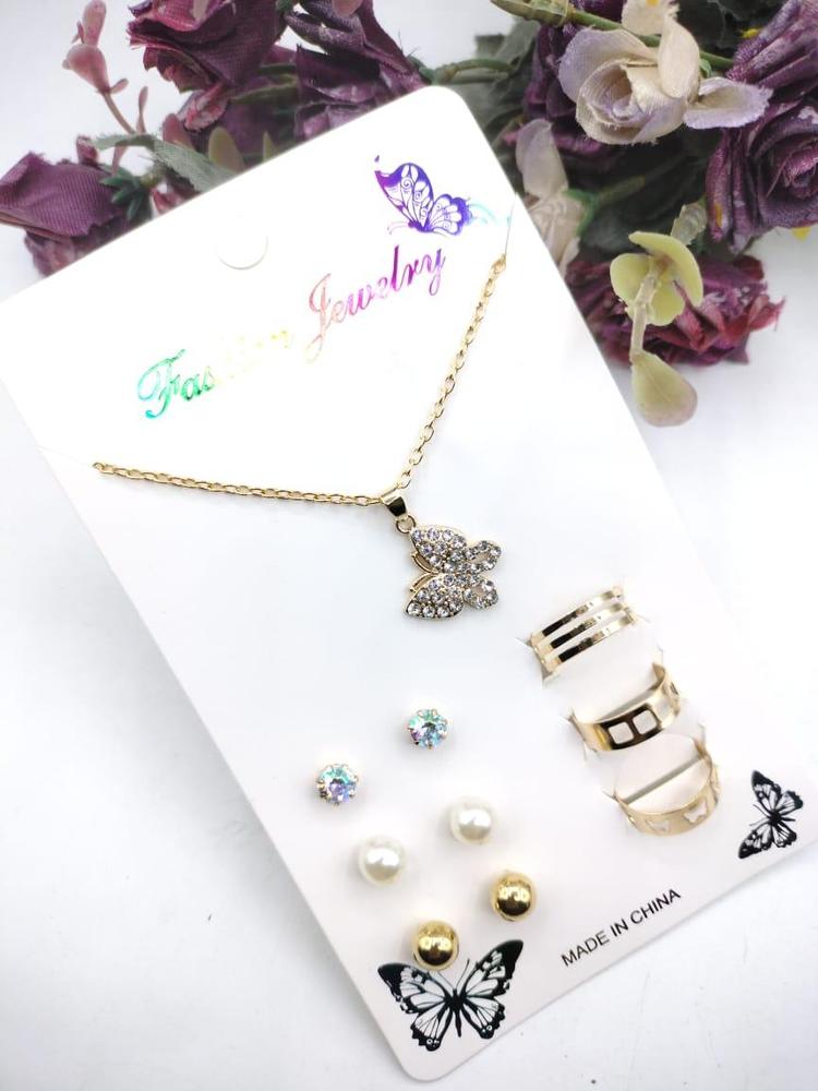 6 Piece Earrings Gift Box | Gold Plated Crystal Earrings Set