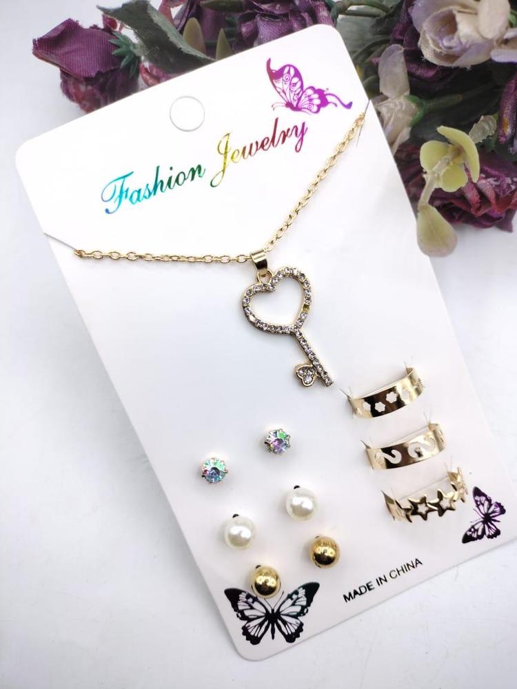 6 Piece Earrings Gift Box | Gold Plated Crystal Earrings Set