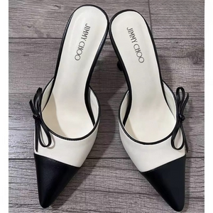 Jimmy Choo White Leather Mules 36 | Pointed Toe Bow Detail Heels