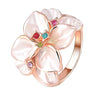 Luxury Black Floral Statement Ring | Rose Gold Plated Crystal Ring