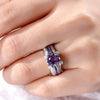Luxury Purple Amethyst Bridal Ring Set | White Gold Engagement Rings