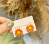 Sunflower Stud Earrings | Orange Yellow Alloy Fashion Earrings