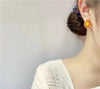 Sunflower Stud Earrings | Orange Yellow Alloy Fashion Earrings
