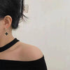 1 Carat Gold Clover Earrings Black Stone | Women Fashion Jewelry