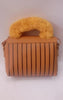 Mustard Furry Handbag | Rexine Gold Chain Stylish Bag
