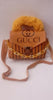 Mustard Furry Handbag | Rexine Gold Chain Stylish Bag