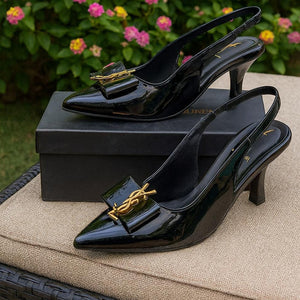 YSL Inspired Slingback Heels Black 36 | Elegant Comfortable Women Heels