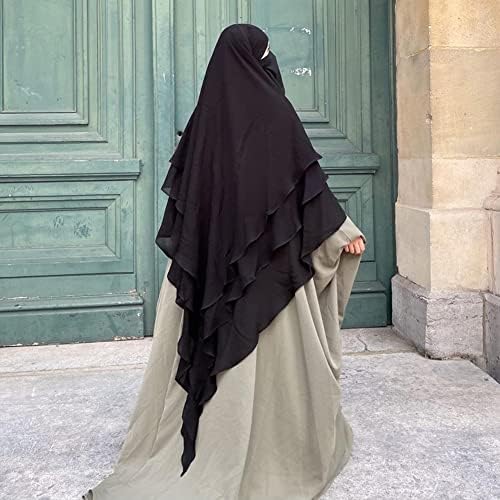 Elegant 3 Layer Khimar Hijab Set with Niqab – Black