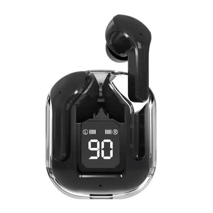 Air31 Wireless Earbuds | Crystal Transparent Design | Bluetooth 5.3 | LED Display & Heavy Bass