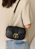 Croc Embossed Shoulder Bag Black | Faux Leather Chain Strap Handbag