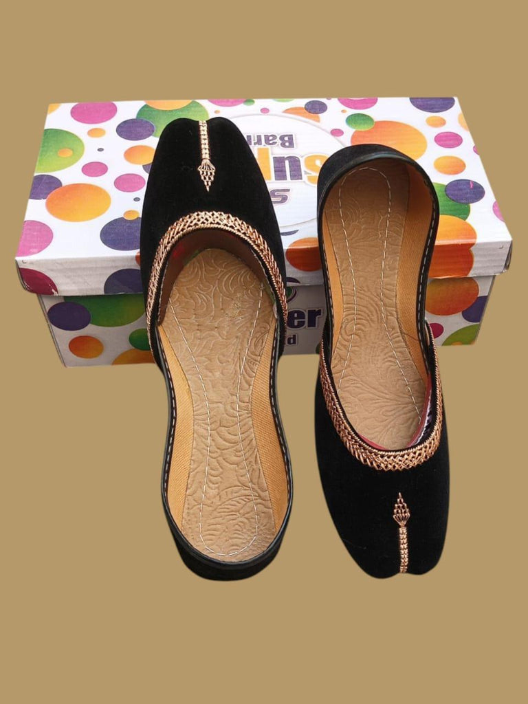 Velvet Khussa | Gold Thread Embroidered Women Shoes